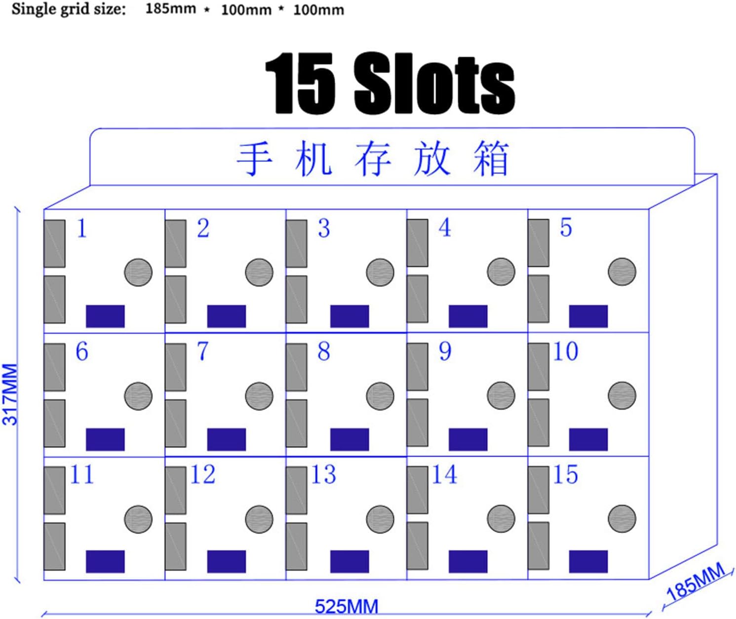 Mobile Phone Storage Box Transparent Acrylic Mobile Phone Security Locker with Key,Wall-Mounted Cell Phone Locker Cabinet, Clear Storage Box for 15 Phones, Secure Cell Phone Organizer for Sc