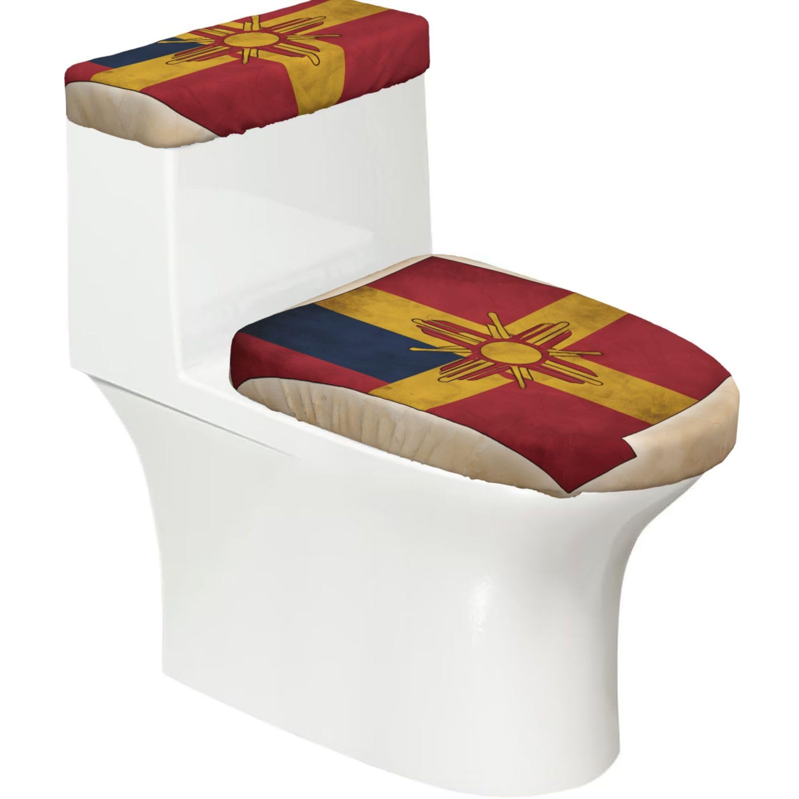 New Mexico Simple Flag Map Print Bathroom Decor Toilet Lid Cover And Tank Covers, Restroom Accessories Fits Most Round