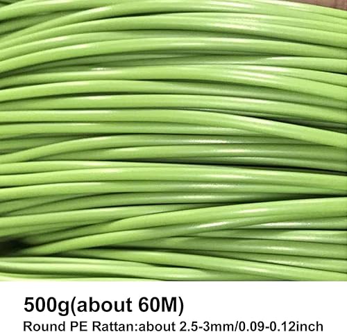 Miniatura 12 de Queenbox Tejido de ratán sintético redondo sólido de 17.64 oz (196.9 ft), material de reparación, ratán sintético de plástico para reparación