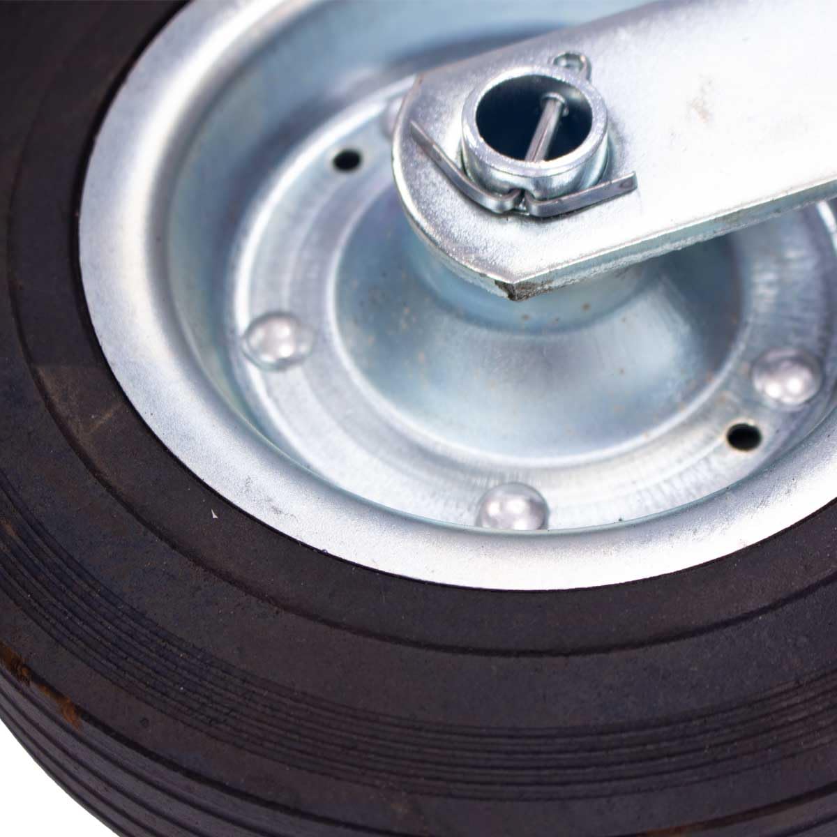 Generisch Rueda de apoyo, diámetro del tubo: 48 mm, carga de apoyo 150 kg, con rueda de goma maciza, rueda de 200 x 50 mm, llanta de acero, remolque, tractor, tractor, tractor, tubo de apoyo