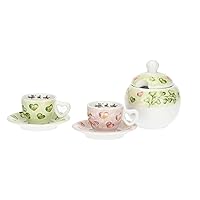 THUN - Set 2 tazzine espresso con zuccheriera - porcelllana - Collezione Cuori in Fiore