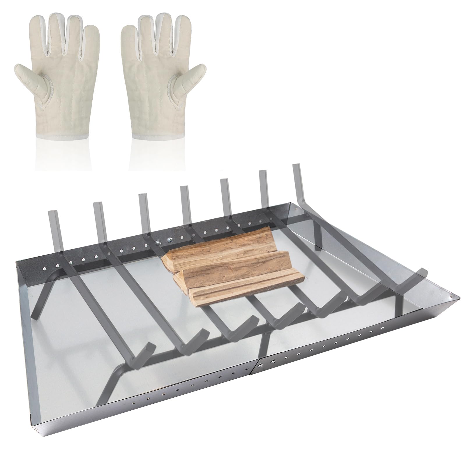 BRIAN & DANY Fireplace Tray-Expandable/Adjustable Ash Pan with Handles for Up to 30" Fire Place Grate-Nuts and Bolts Included