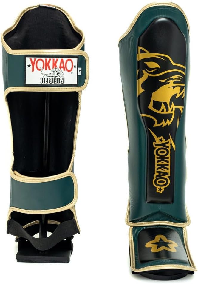 YOKKAO Muay Thai Designer Shin Guards: Superior Protection and Support for Muay Thai, Kickboxing, and MMA - Premium Quality and Stylish Design for All Skill Levels