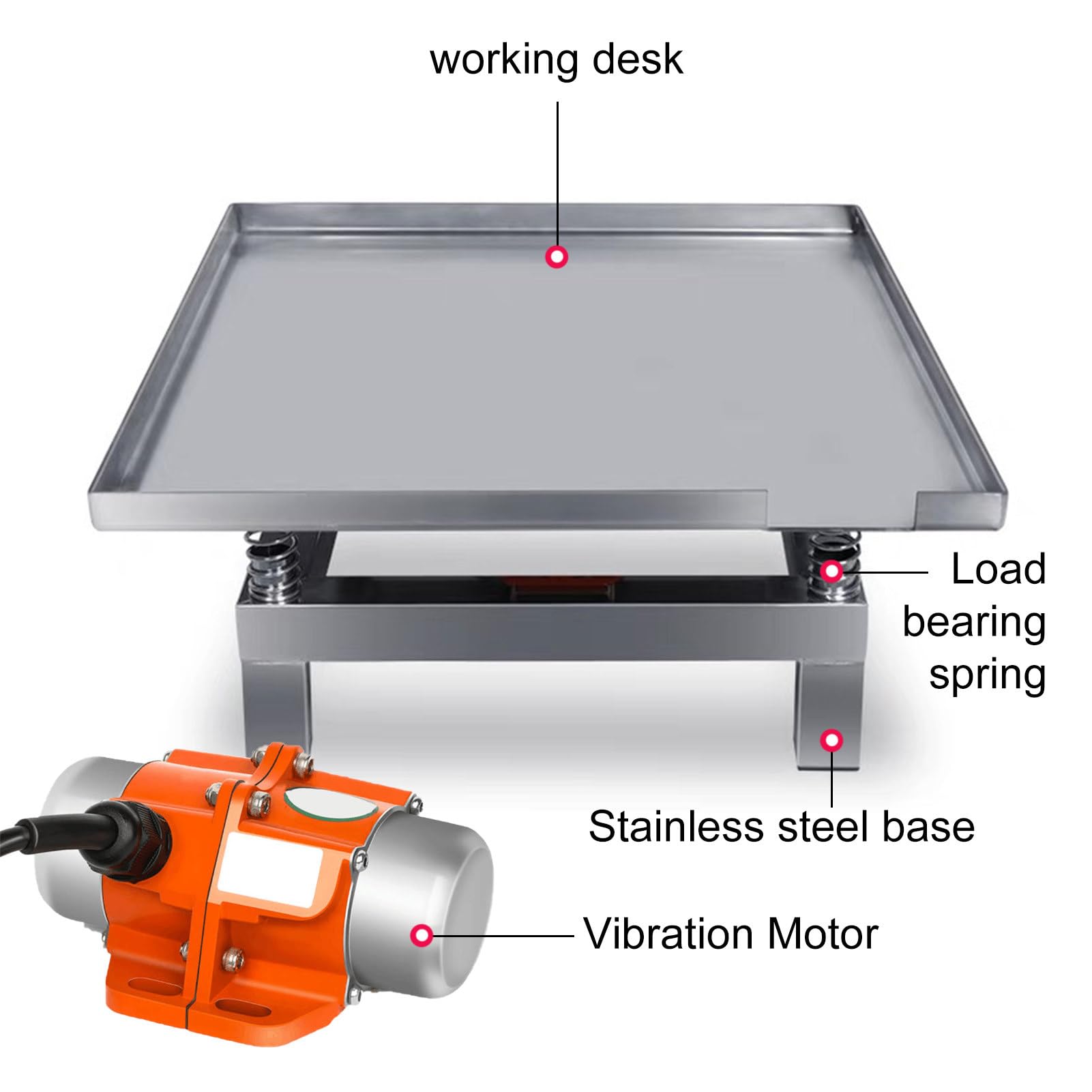 Tavolo Vibrante Elettrico per Calcestruzzo per Rimuovere Bolle/Scuotere Il Precipitato, Tester di Vibrazioni da Banco, Ampiezza 1-3 Mm | Fino A 3600 Vibrazioni/Minuto |,50 * 50cm