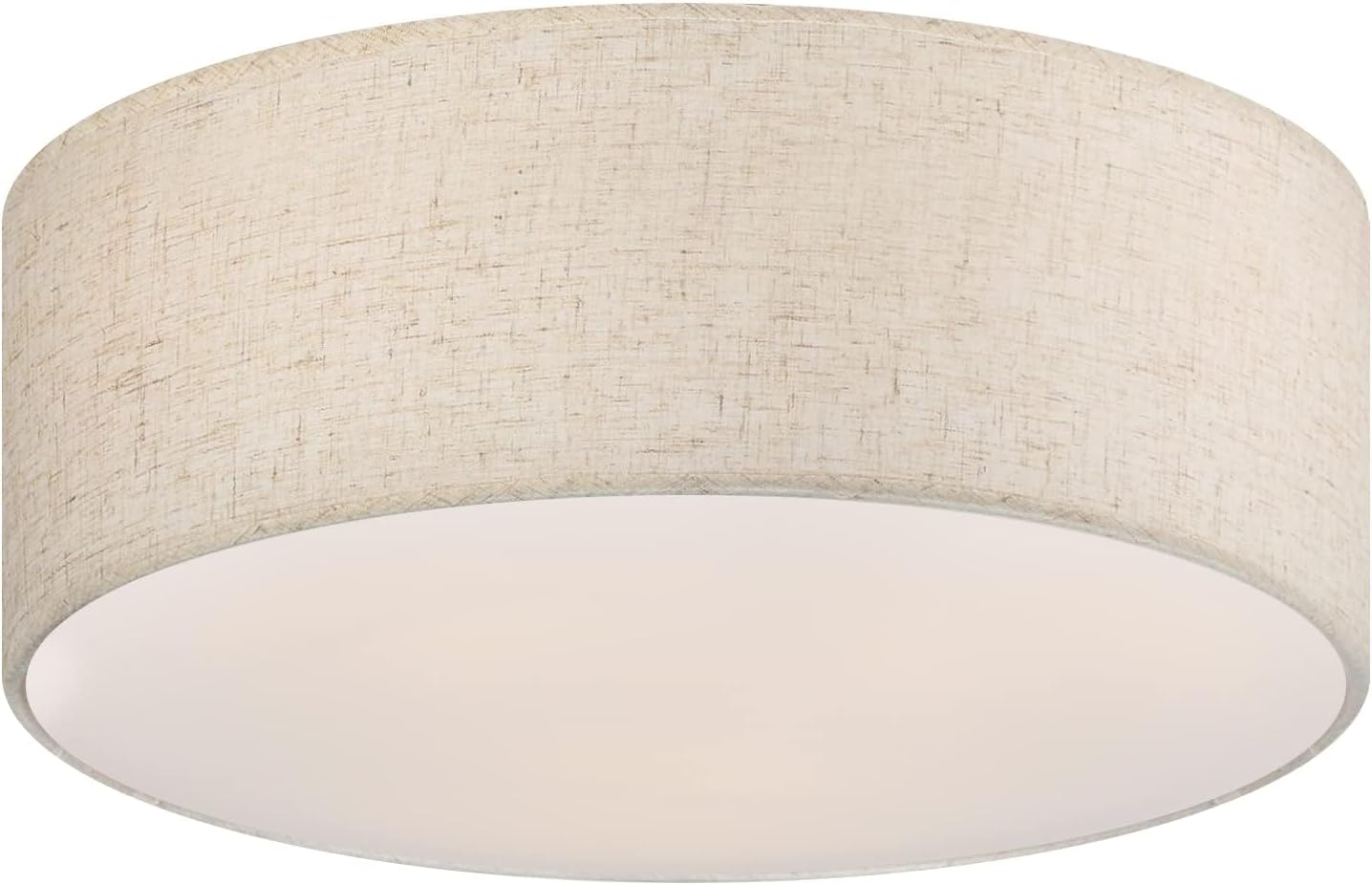 18'' Flush Mount Ceiling Light Modern Farmhouse Drum Ceiling Light Fixture with Linen Fabric Shade 3-Light Drum Ceiling Lighting Round Semi Flush Lighting for Bedroom Hallway Living Room 18 INCH