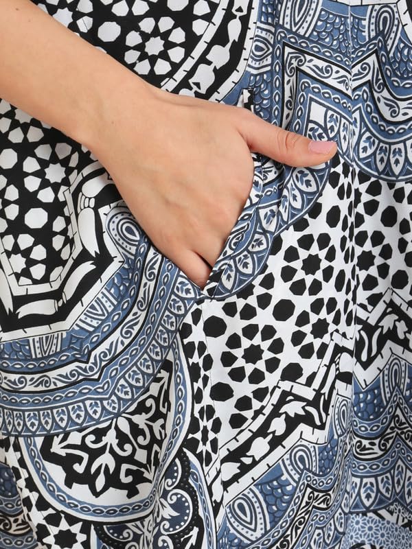 Image of Miss Lavish London Black Kaftan Dresses for Women V Neck Batwing Sleeve Beach Vacation Bikini Swimsuit Cover Ups Loungewear for Summer,Pockets on Both Sides, Resort Wear & Cruise Coverup- Black-M