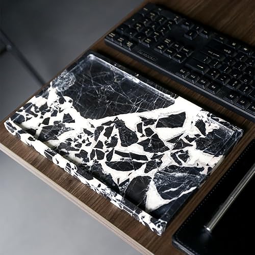 Miniatura 5 de Bandeja de almacenamiento de mármol natural de lujo para decoración del hogar, bandeja de piedra para baño/cocina/tocador/tocador, soporte