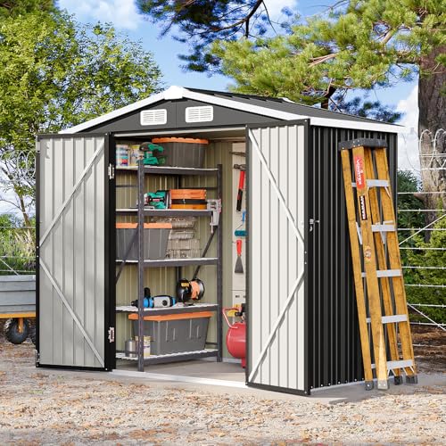 Breezestival 6x4FT Outdoor Storage Shed, Metal Garden Tool Shed...