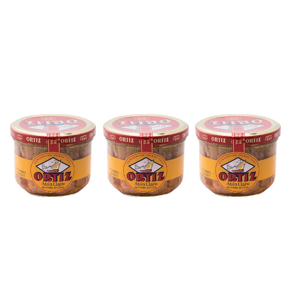 Ortiz Atún Claro En Aceite De Oliva- Feinster Gelbflossen-Thunfisch In Olivenöl, 3er Pack (3 x 220 g)