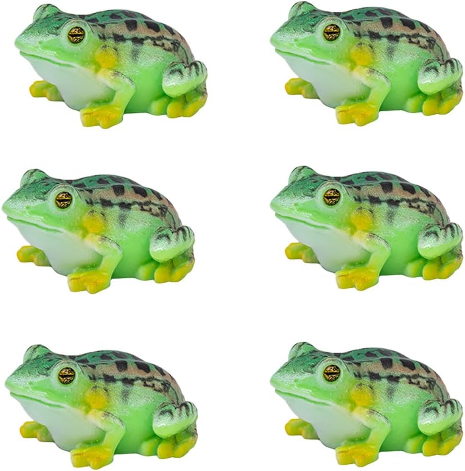 MAOMIA6pcs Miniature Frog Figurine, Fish Tank Decoration Fairy Garden Turtle Statue Landscape Decor Ornament Beach Sea Turtles for Bonsai Craft Decorations