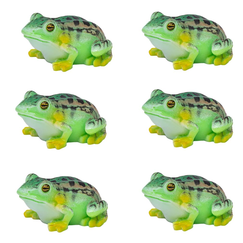MAOMIA6pcs Miniature Frog Figurine, Fish Tank Decoration Fairy Garden Turtle Statue Landscape Decor Ornament Beach Sea Turtles for Bonsai Craft Decorations