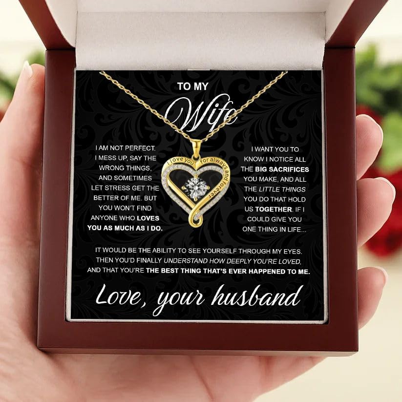To My Wife From Husband 925 Silver Heart Necklace Christmas Gifts - Infinite Love Knot Necklace for Women with Gift Box For Birthday, Romantic, Valentines Day - Image 2