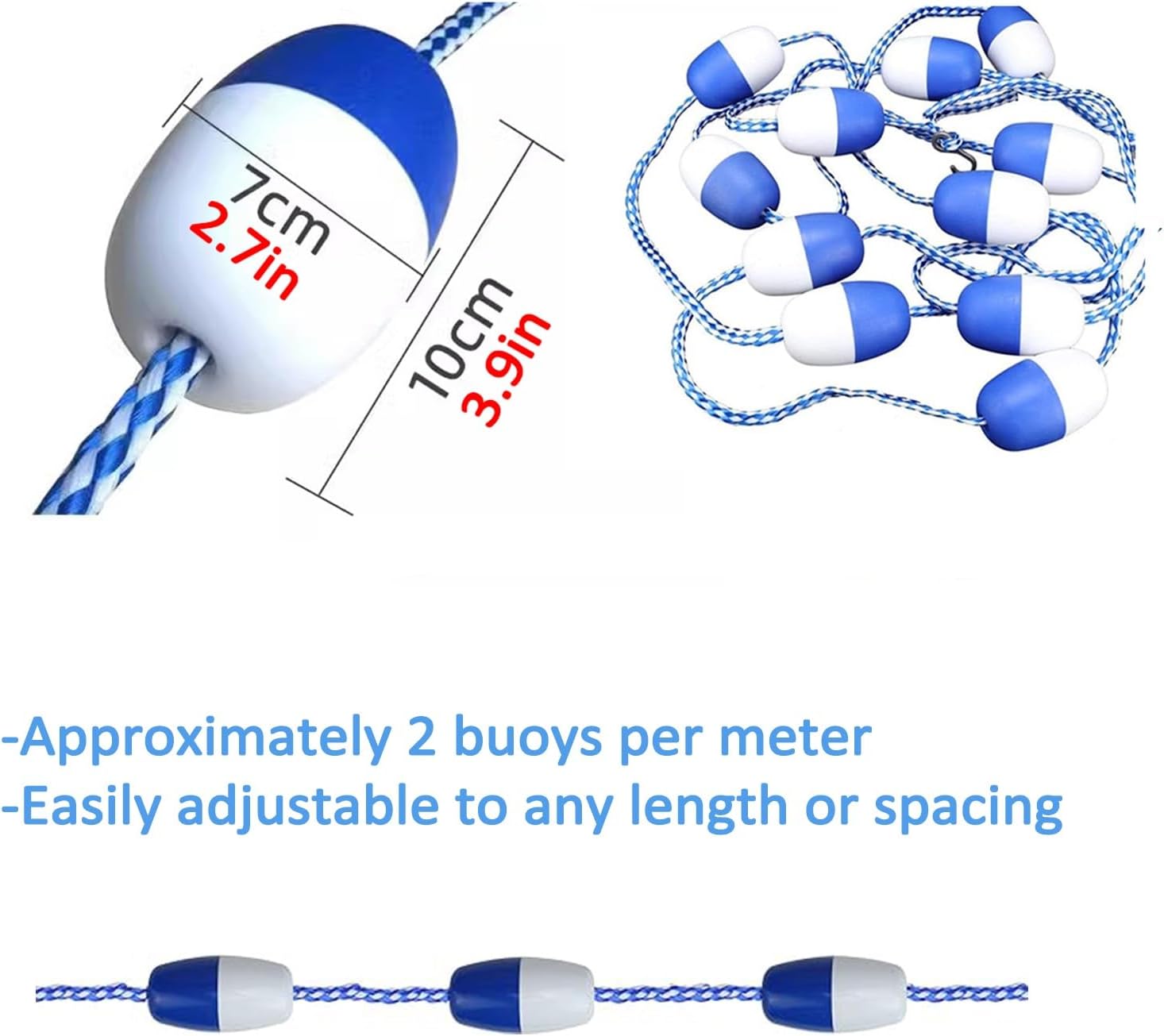 Competition Pool Lane Separator - 130ft Nylon Pool Marker Rope, Highly Visible Divider for Swimming Pools, Water Parks & Training - Durable, Effective Deep End Barrier (23m-75.5ft)