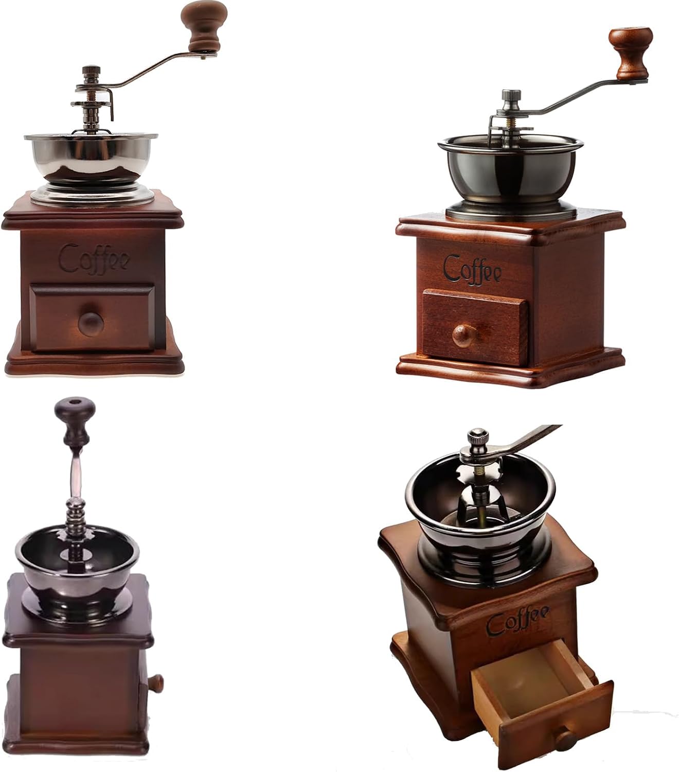 Adjustable Manual Coffee Grinder Wooden Construction Integrated Brush Preserves Oils Coarse to Fine Grinding Adjustable Grinder with Brush