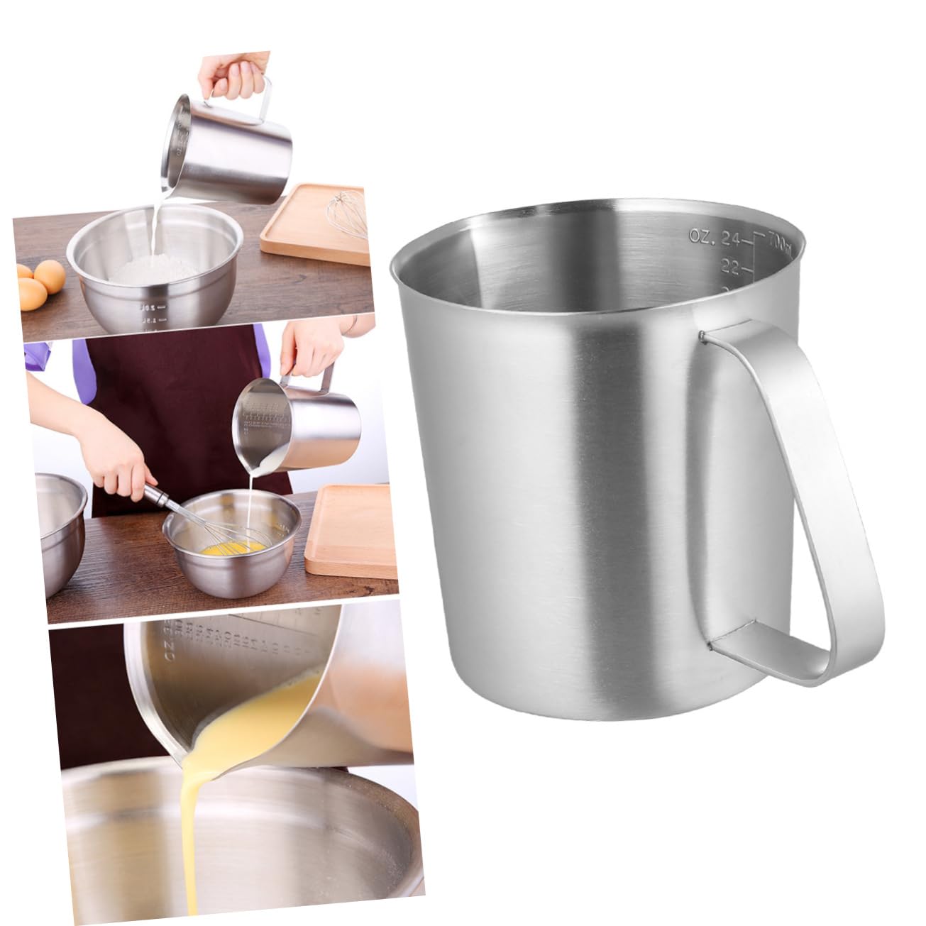 SECFOU Tasse Mesure Liquide Acier Inoxydable Outil de Cuisine Pratique pour Pâtisserie et Cuisson à Facile à Nettoyer et