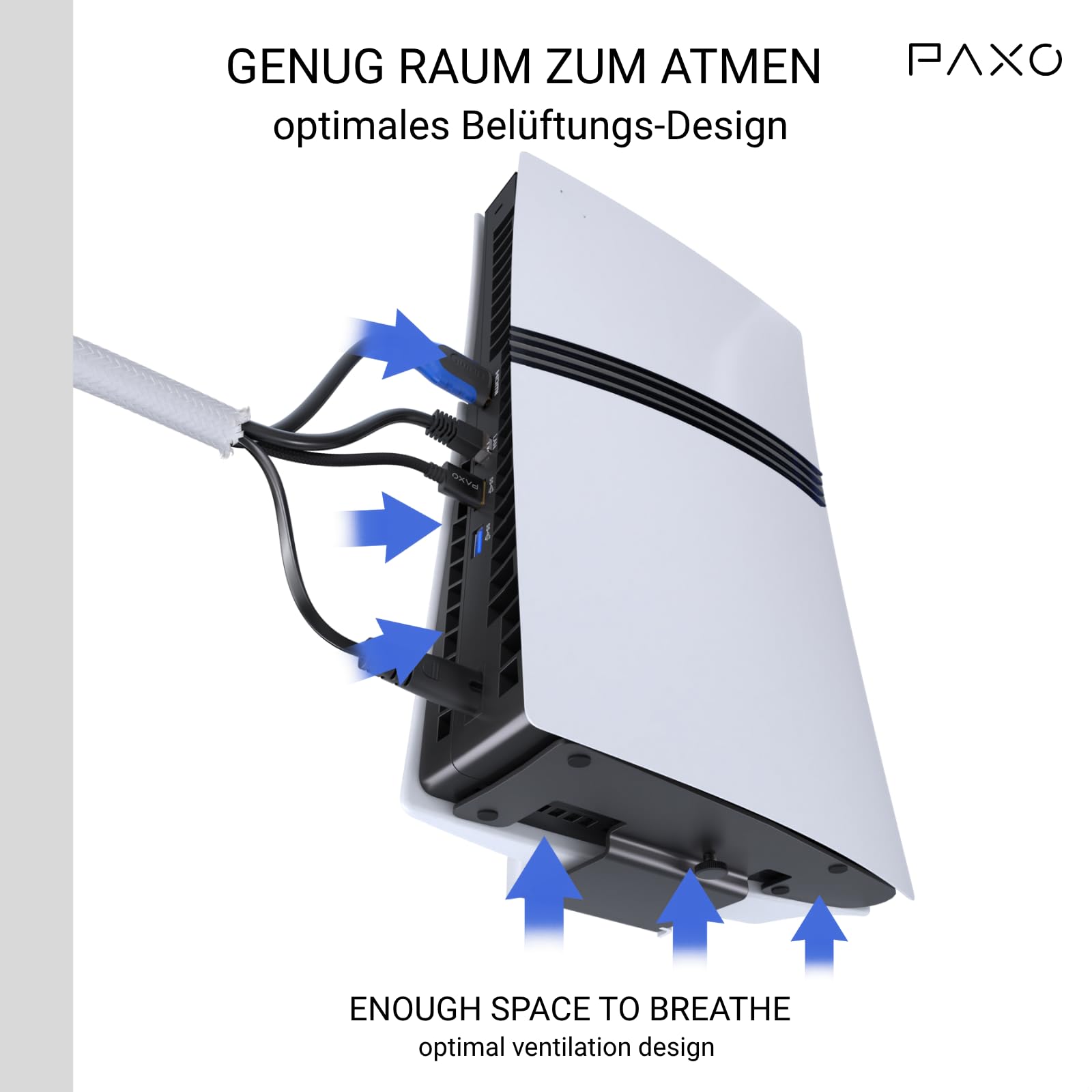 PAXO PS5-PRO Wandhalterung für Disc & Digital | Stromkabelabgang Links | Kompatibel mit Sony PlayStation 5 PRO, PS5 Zubehör, PS5-Weiß