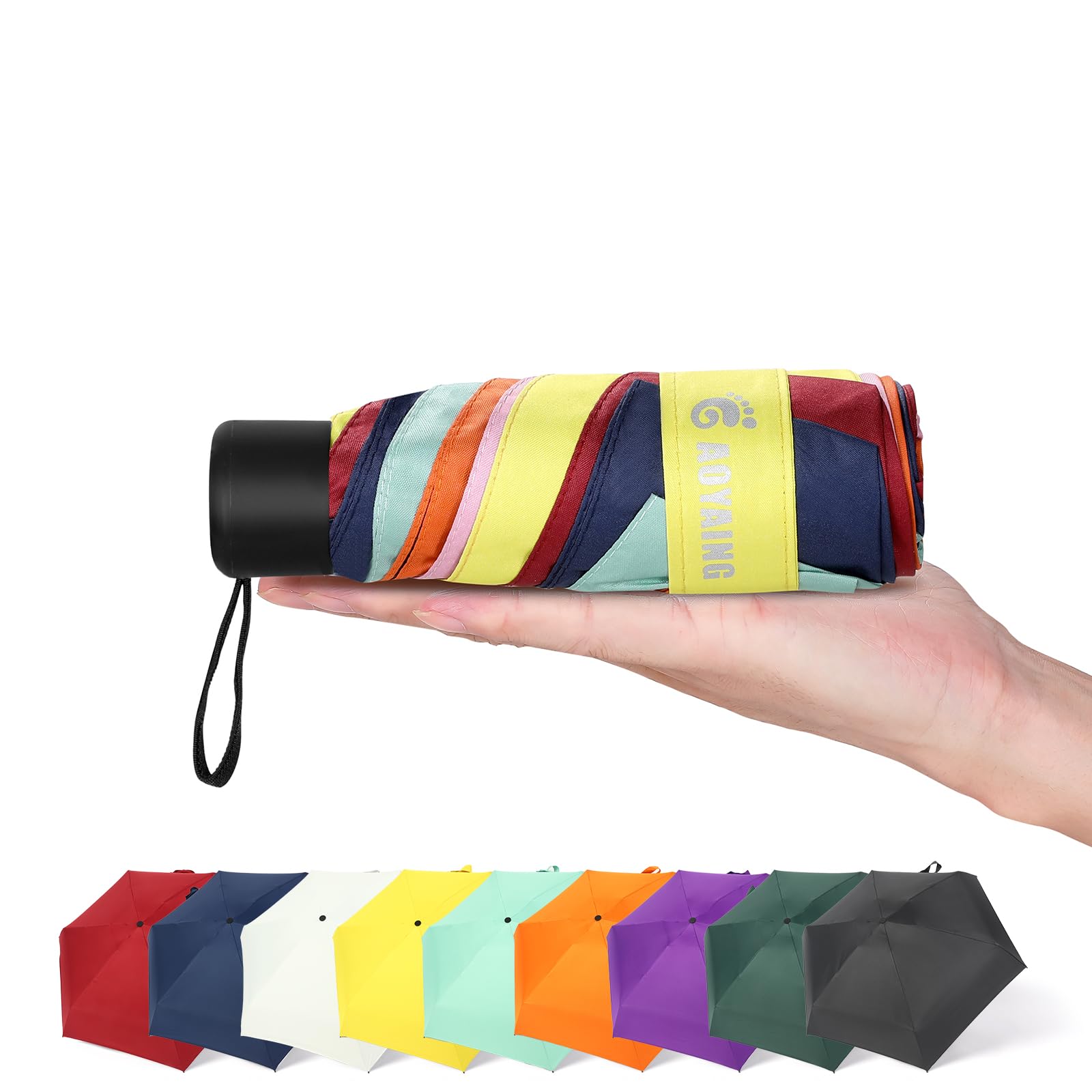 GAOYAINGTravel Umbrella Mini Umbrellas for Rain Sun&Rain Lightweight Small UV Sun Umbrella Compact Suit for Pocket with Case