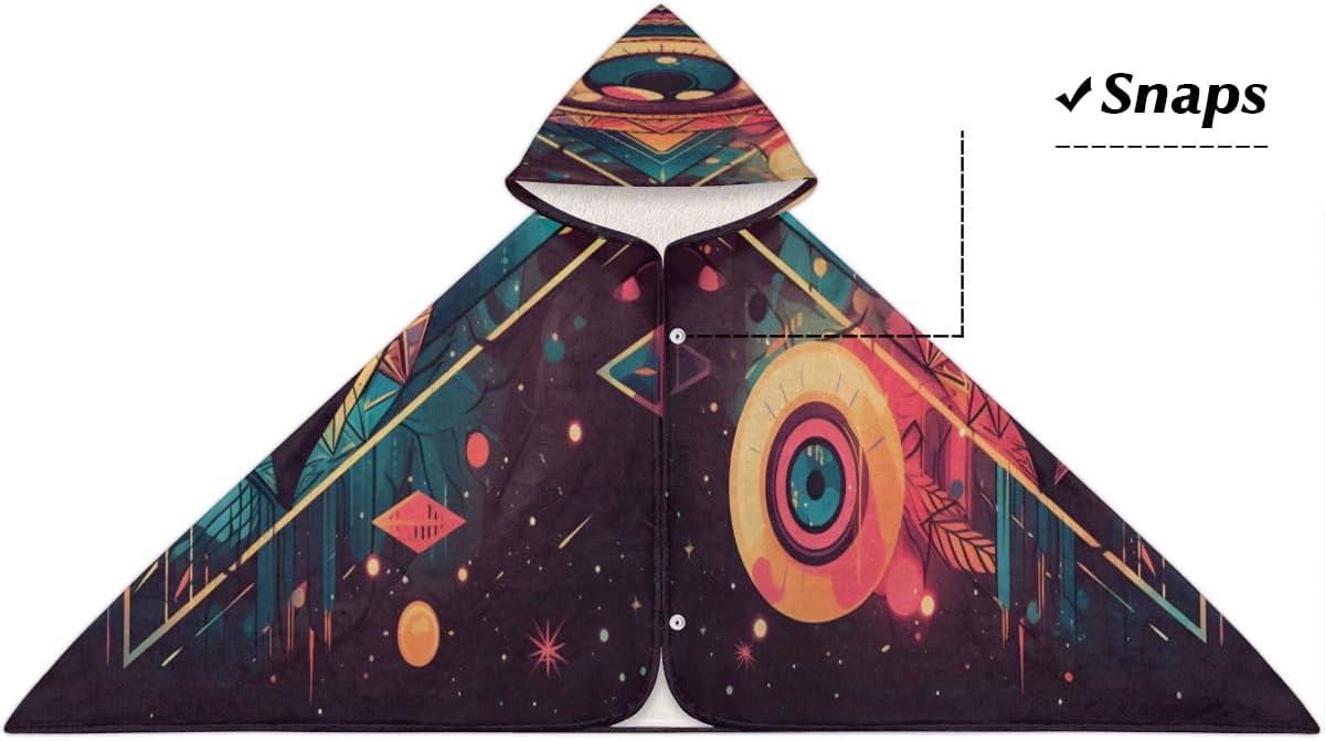 Pardick Kids Bath Towel Evil Eye Galaxy Beach Towel with Hood Pool Cover Up for Girls Boys Soft Absorbent Hooded Bath Towel Toddler Towels for Beach, Pool