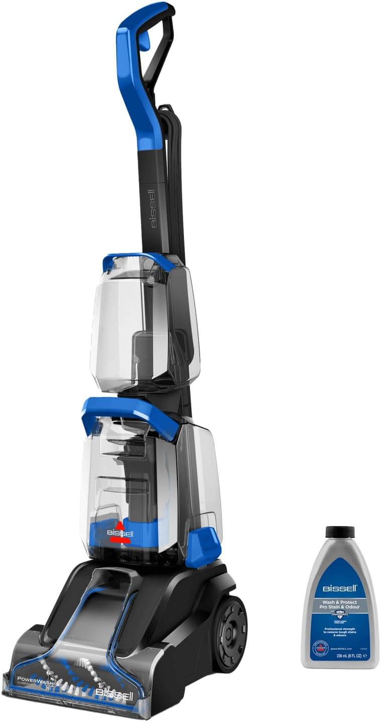 BISSELL PowerWash Compact, Compact Carpet Cleaner for Stains & Odours, Portable Carpet Stain Remover, Multisurface Rug Cleaner, 600W, Corded,76 dBa, 4055E