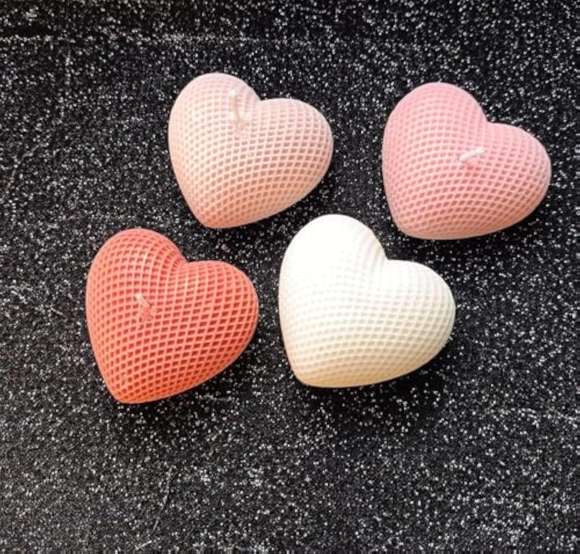 Heart Shaped Candles, Textured Honeycomb Design