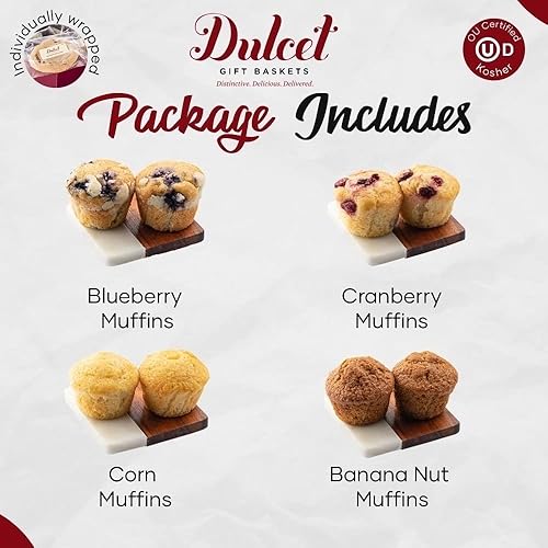 Miniatura 33 de Dulcet Gift Baskets Surtido de muffins antiguos de Navidad y Navidad con sabores deliciosos: arándano, arándano, maíz y nuez de plátano, gran regalo