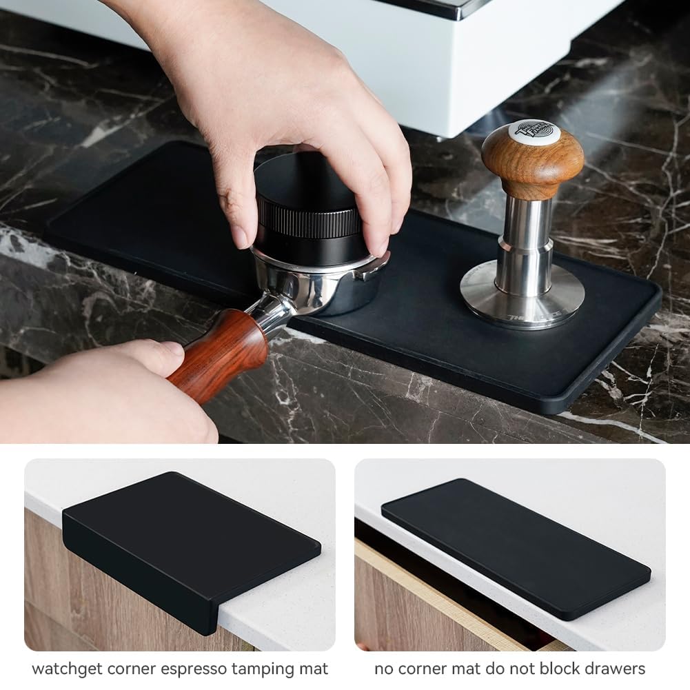 watchget Tapete de apisonamiento de café expreso, tapete de silicona antideslizante para café espresso, tapete de apisonamiento de café ultra grueso, tapete de portafiltro para baristas de 5 x 12
