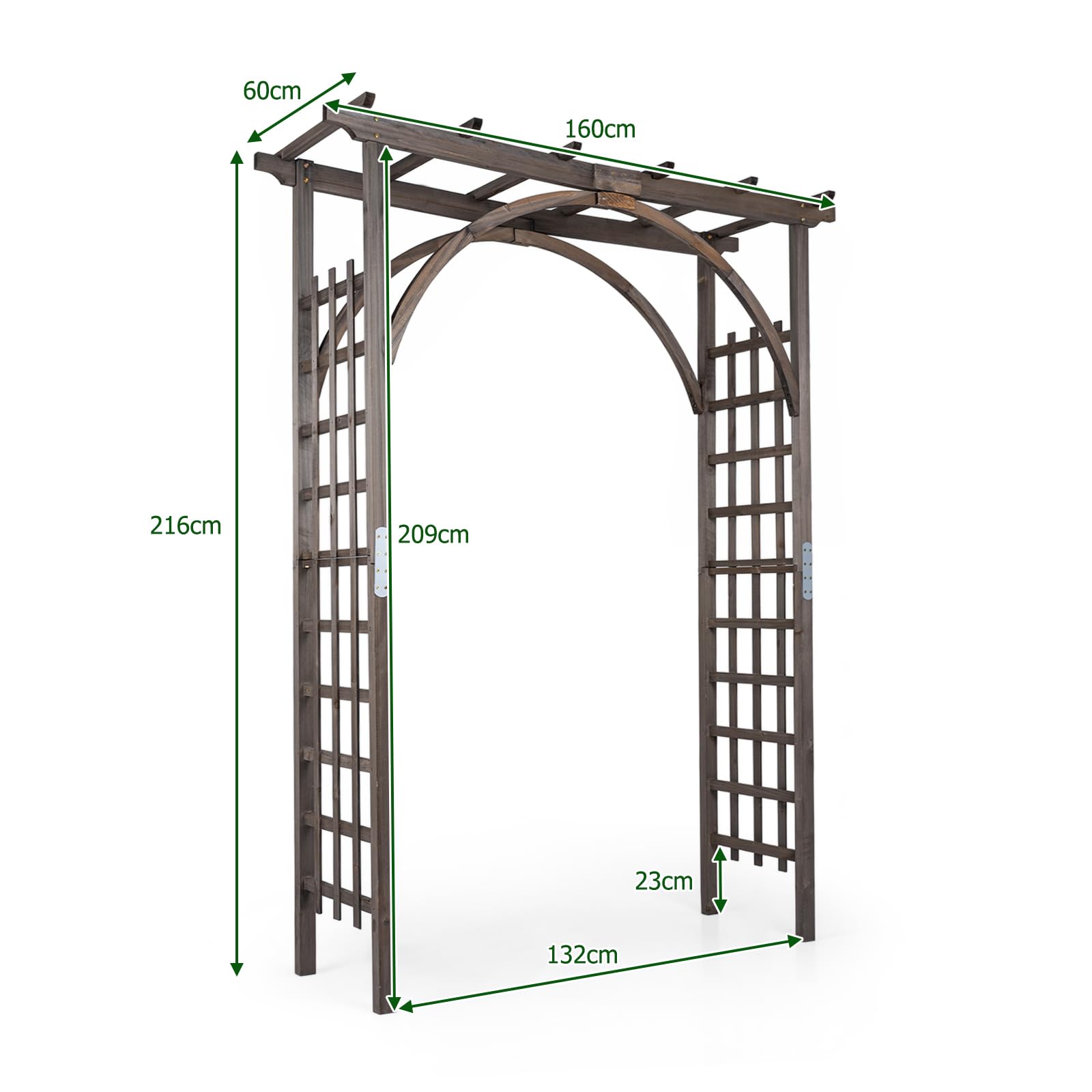 HOMASIS Arche de Jardin en Bois pour Plantes Grimpantes，Marron：160x60x216cm | Arche à Rosiers Treillis, Support Pergola de Jardin Décoration Entrée Allée Patio Arrière-Cour