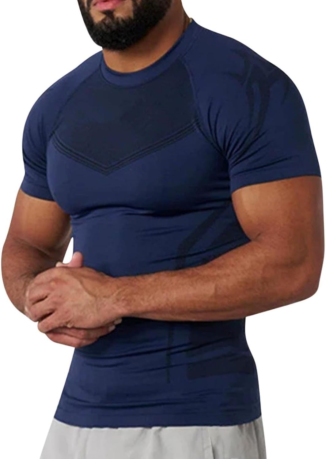 Men Muscle Fitted T Shirt Gym Workout Athletic Short Sleeve Tee Summer Crewneck Bodybuilding Tees Tops