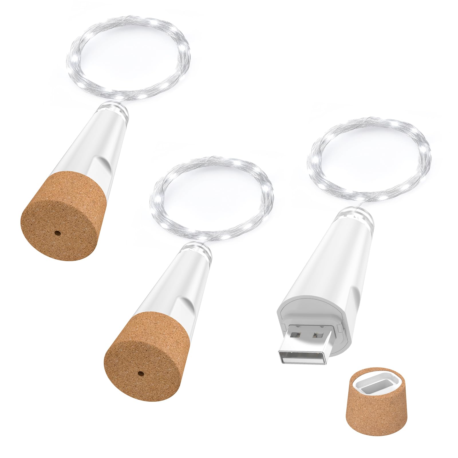 OUSMIN LED Flaschenlichter, USB Wiederaufladbare Kork Lichterkette, Fairy Lights für Weinflaschen, Weihnachtsdeko 2025