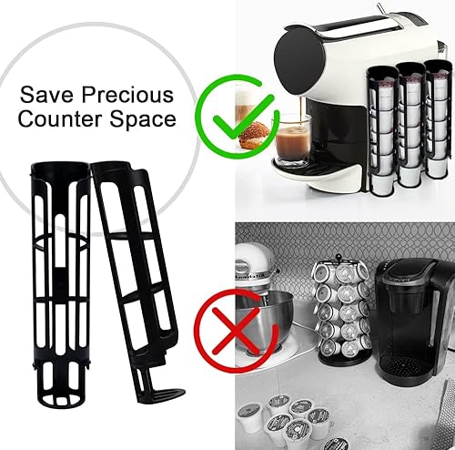 Miniatura 5 de Soporte para cápsulas de café K-Cup para Keurig, organizador de almacenamiento de montaje lateral, perfecto para mostradores pequeños (negro,