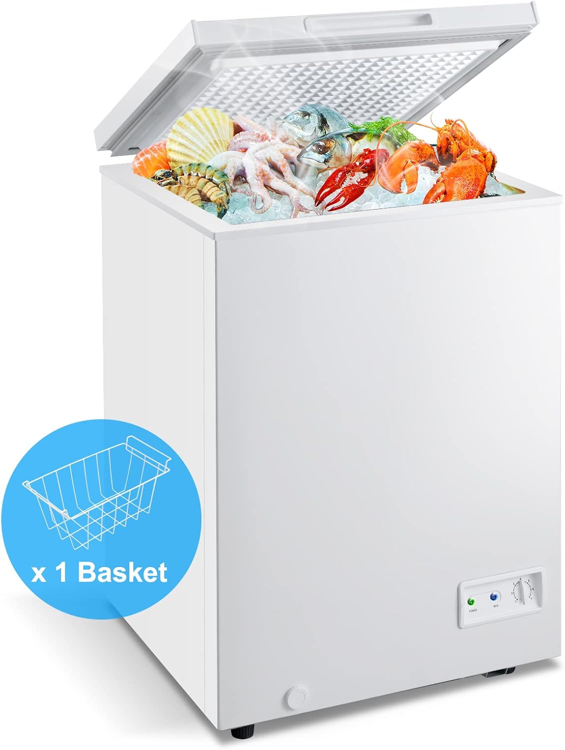 CHEFJOY 3.5 Cu Ft Chest Freezer, Freestanding & Flip Top