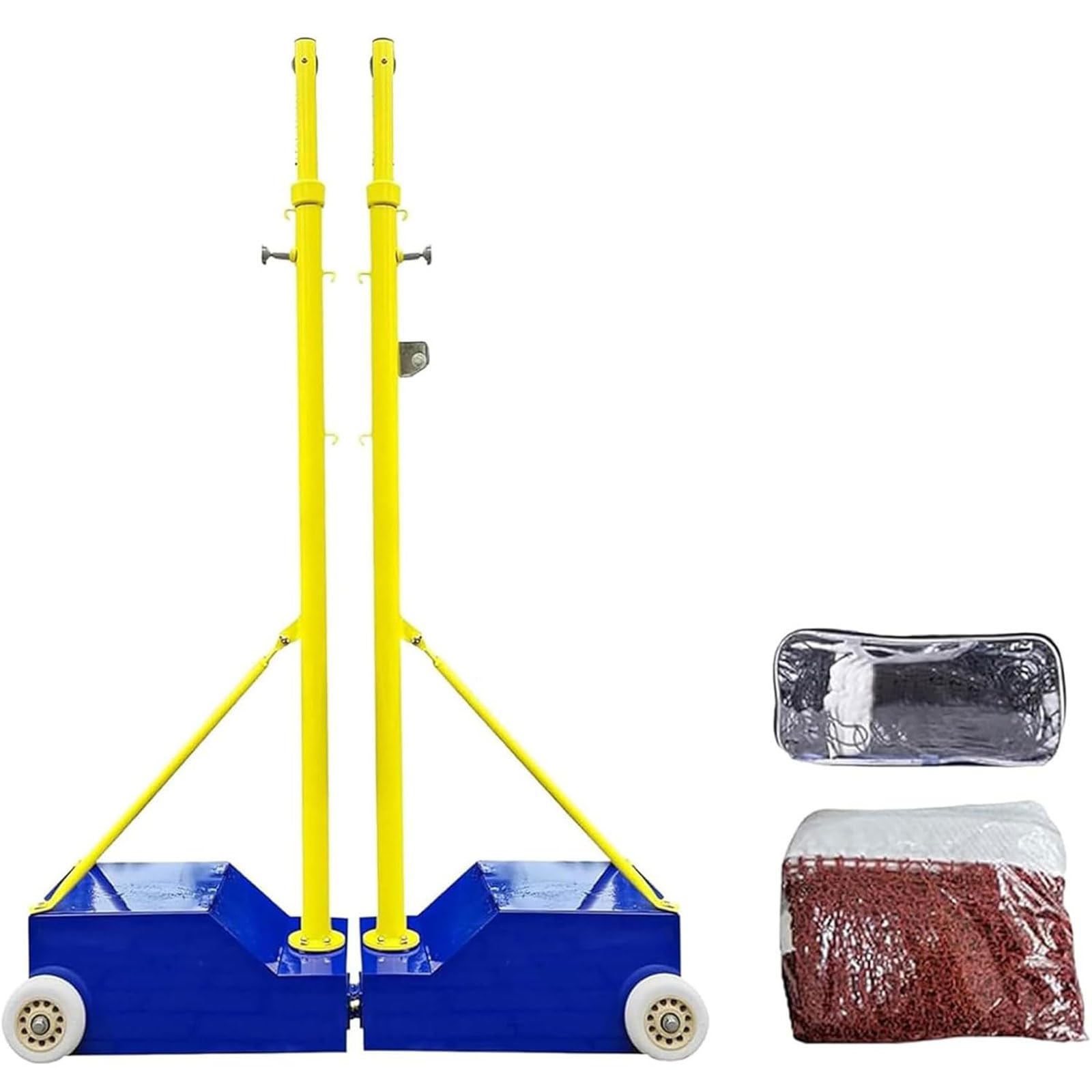 ZHNANDAMAI Volleyball Poles, Portable Badminton Net, Heavy Duty Volleyball/Badminton Poles Set with Wheels, Adjustable 4 Heights 5ft-6.8ft, for Adults Youth Backyard Park School Stadium