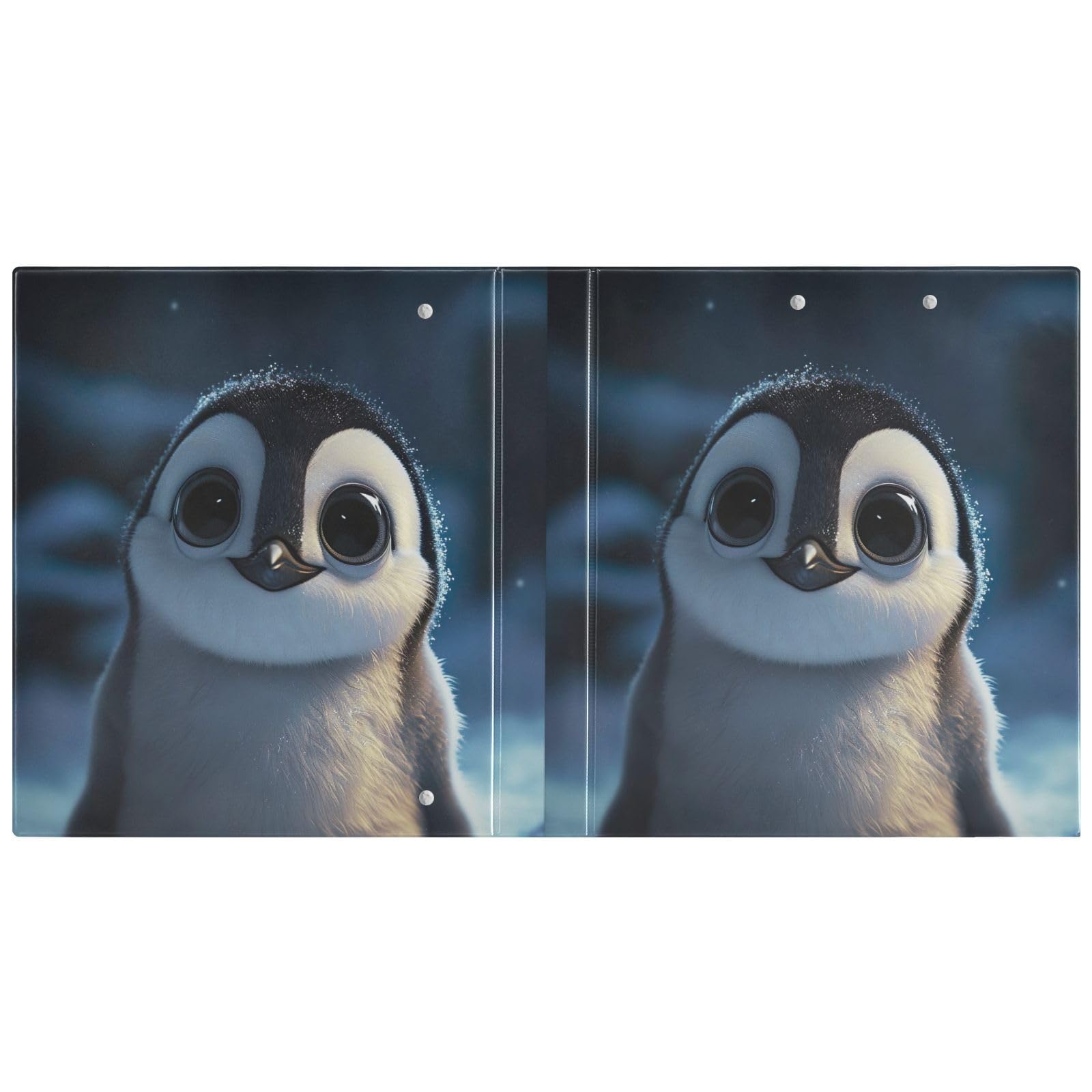 Raccoglitore a 3 anelli con 3 anelli a forma di pinguino, 3,8 cm, con portablocco grande, 3 raccoglitori per scuola, università, ufficio (confezione da 2)
