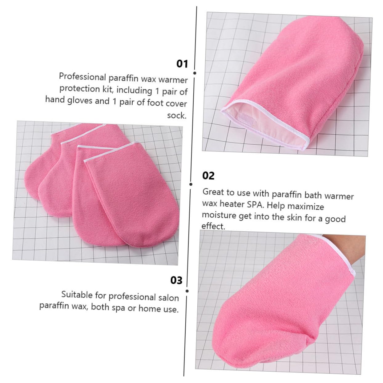 FRCOLOR Calcetines Térmicos de Cera para Manos y Pies, 2 Pares, Poliéster y Algodón, para Spa y Cuidado Parafina