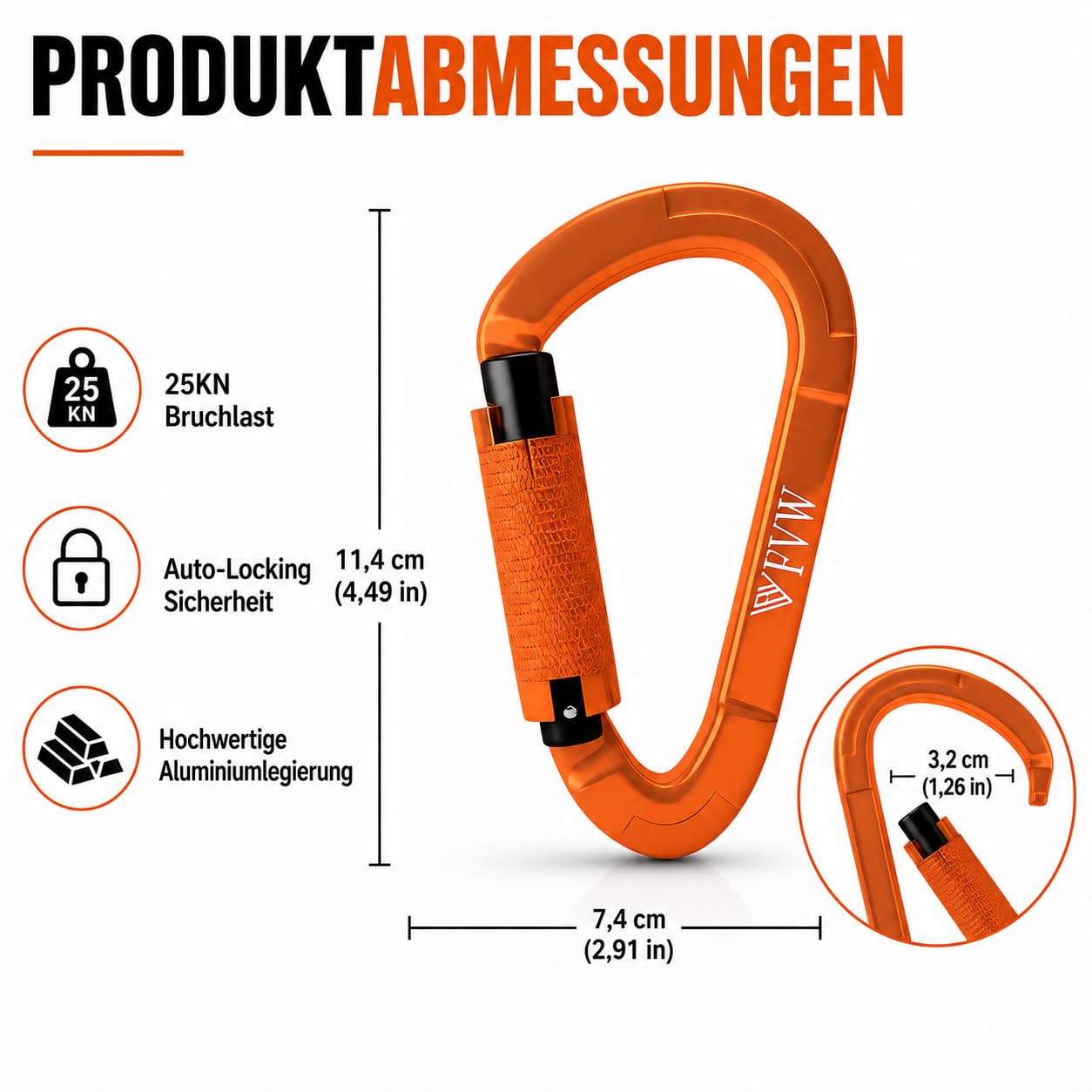 Mosquetón para escalada y escalada, 10 unidades con certificado UIAA de 25 KN, para hamacas, columpios, perros
