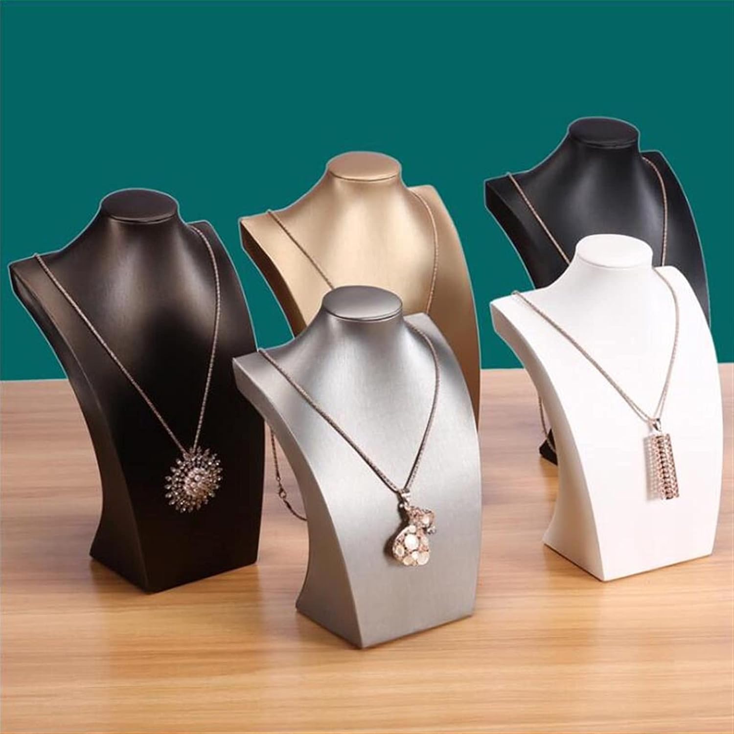 Jewelry Towers Leather Necklace Pendant Chain Jewelry Bust Display Holder Stand Jewelry Holder for Necklaces Bracelets Figure Display Stand Jewelry Organizers (Color : White Size : 29.5cm) (Silver
