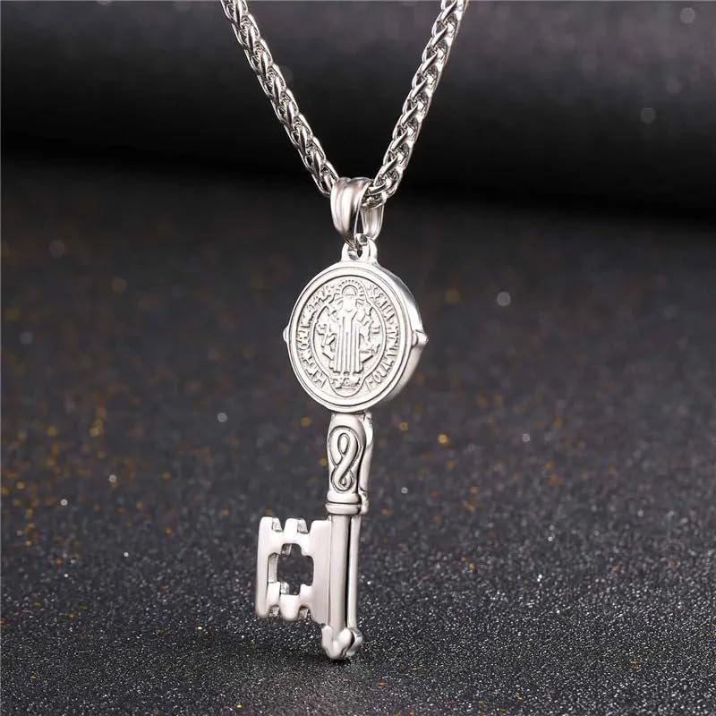 Médaille Benoît en argent sterling résistant, un collier durable pour la peau