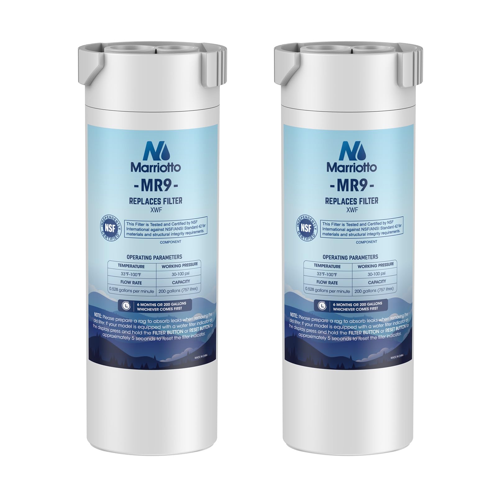 Pureza Filters XWF - Filtro de agua, repuesto para GE XWF, XWF, auténtico, compatible con frigorífico GE de puerta francesa, 2 unidades
