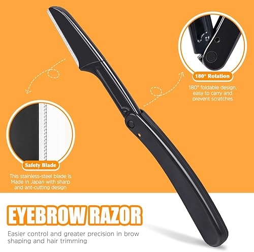 Miniatura 3 de TsMADDTs Pinzas profesionales de acero inoxidable para mujeres y hombres, paquete de 7 pinzas de precisión para cejas con tijeras curvadas y