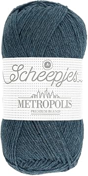Scheepjes Metropolis Yarn 50 g - 008 Beirut Blue, Wool/Nylon Blend, 1 Ball