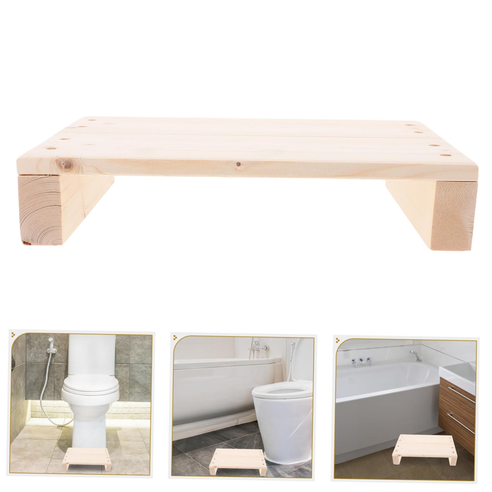 Holz Fußhocker 30X20X6Cm Tritthocker Für Erwachsene Und Kinder Mit Anti-Rutsch-Aufklebern Vielseitiger Holzschemel Für Küche Schlafzimmer Und Badezimmer Innen Und Außen