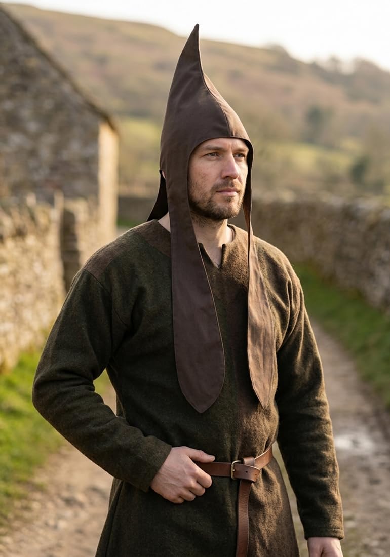 Medieval Coif Cap Renaissance Hat with Ear Flaps Thracian Cosplay Peasant Costume Accessory