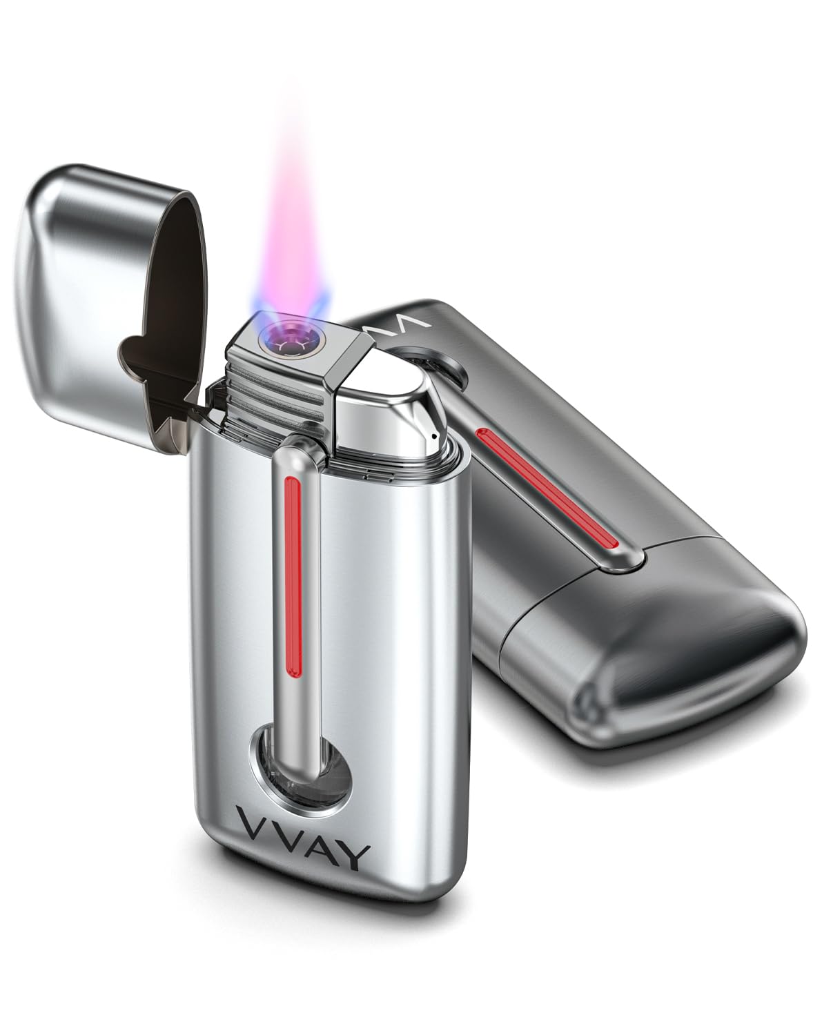 Windproof Lighters, Cigarette Lighters for Smoking, Gas Lighter Butane Refillable, Jet Lighter Gifts for men, Pack of 2, without Gas