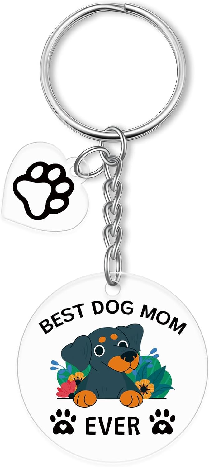 Dabihu Dog Mom Gifts for Women Keychain Funny Gifts for Dog Owners Pet Lovers Mothers Day Christmas Birthday Gift Acrylic Keychain Pet New Puppy Owners Animal Sitter Lover Veterinarian Gift