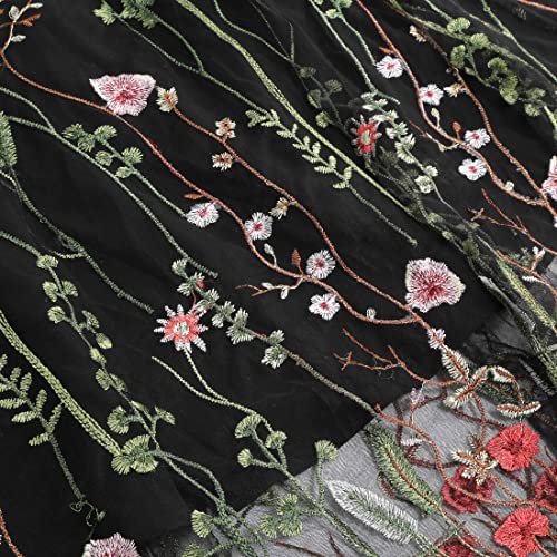 Wellwits Women's Floral Embroidery Mesh Vintage Midi Skirt4