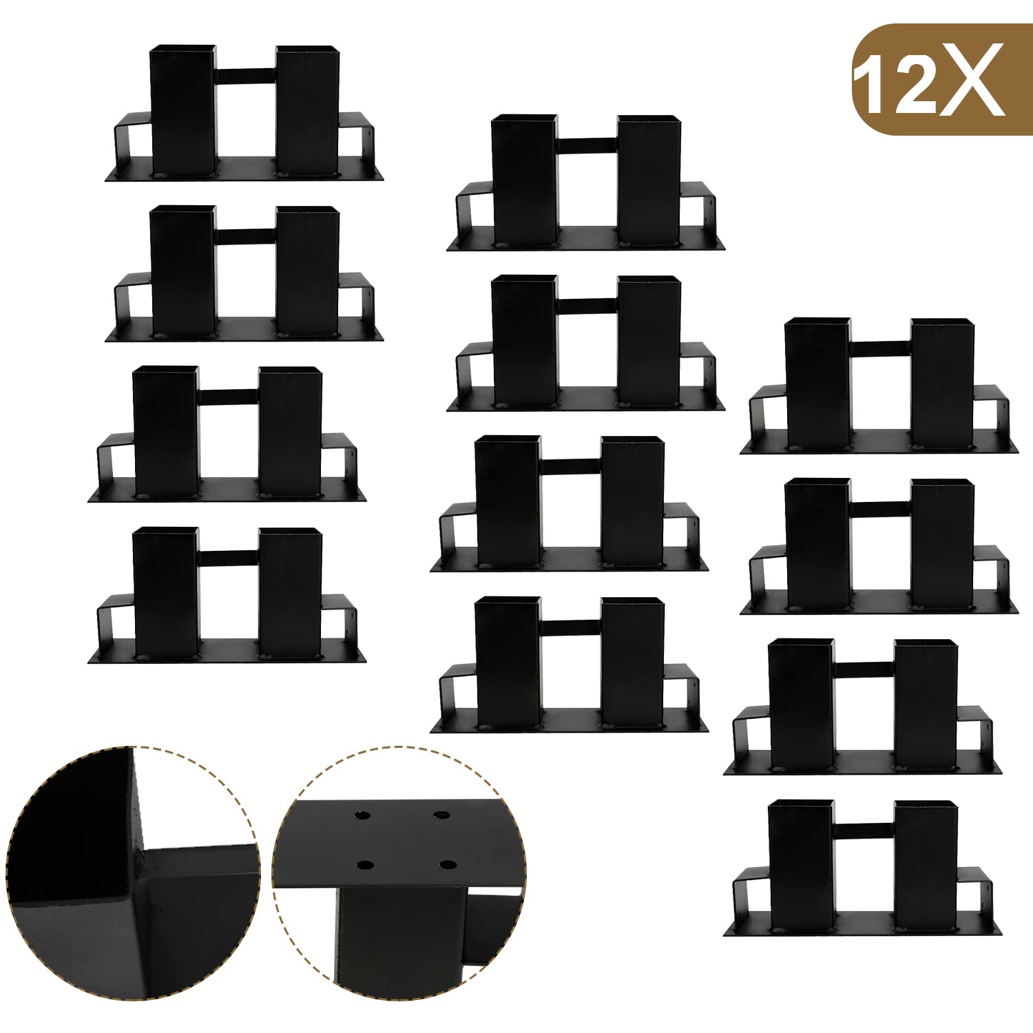 Holzstapelhilfe, 12 Stück Metall Holzstapelhalter, Stabile Brennholz Lagerregal, für Innen und Außen Brennholz Kaminholzregal (Schwarz)