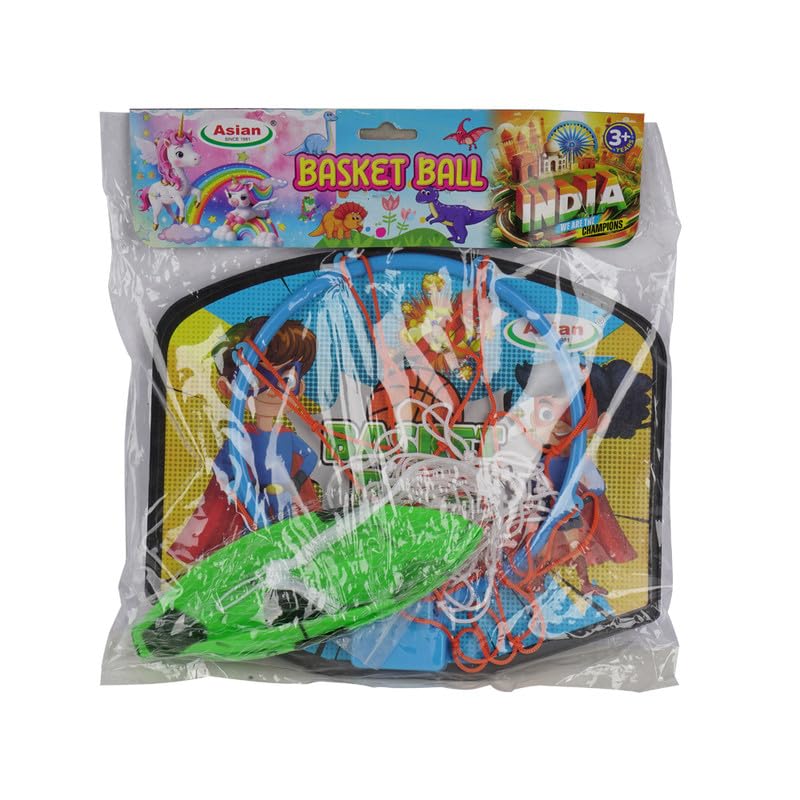 Image of Asian Portable Plastic Basketball with Hoop for Kids Multicolor (Super Hero Theme)