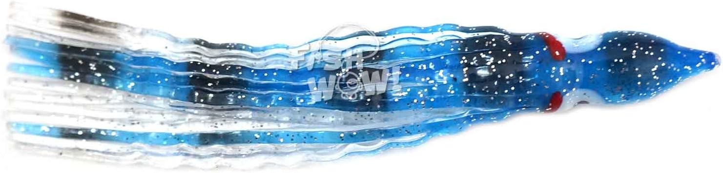 100pcs 5inch Squid Skirt Crinkle Hoochies 13cm Wavy Octopus Fishing Soft Lure -10 Colors- Glow Seaweed, Pink Purple, Green, Blue, Orange, Black, Red, Silver, Clear, Yellow, White