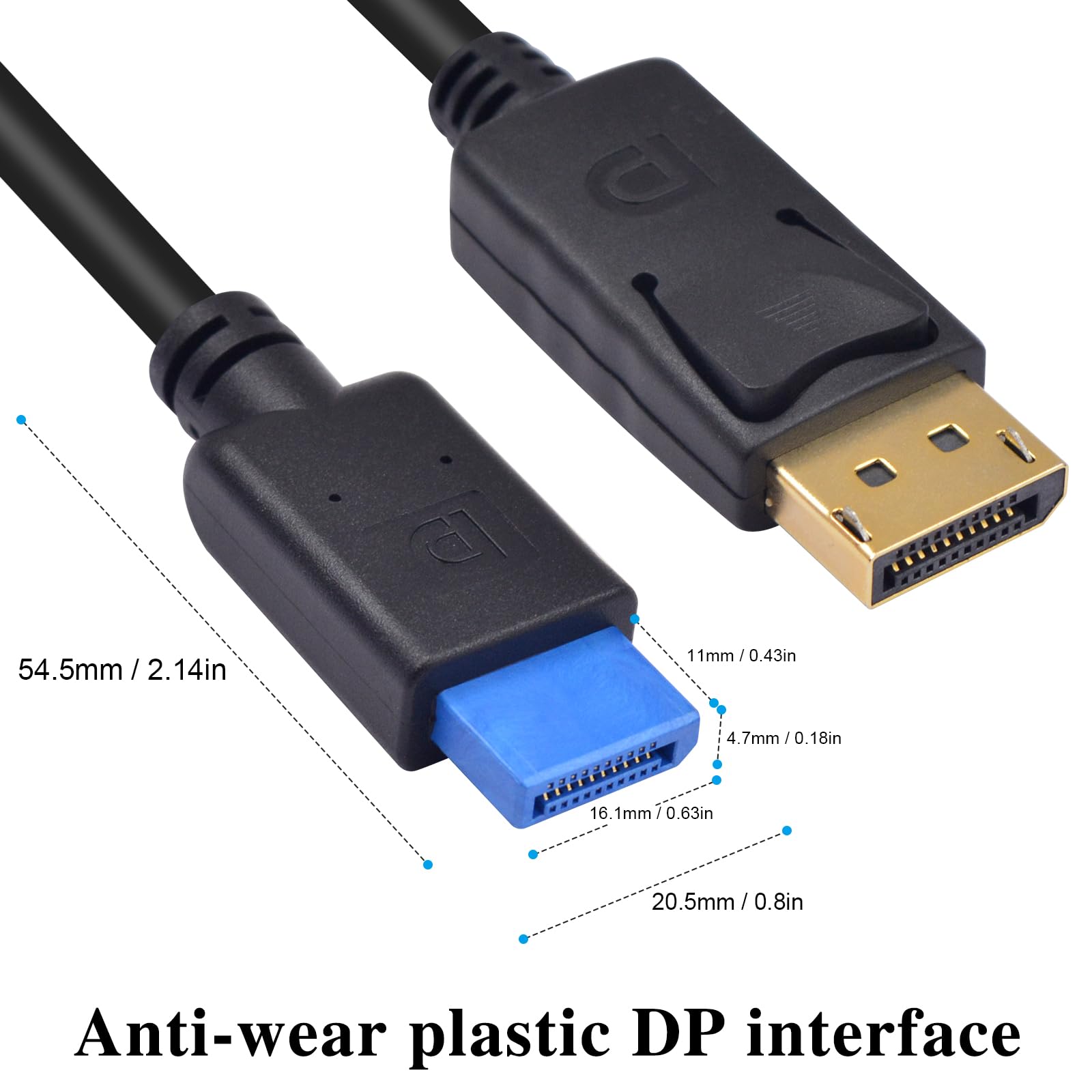 Poyiccot 1FT 4K DisplayPort Cable, DP to DP, Male-to-Male, Black, Supports 4K@144Hz, For Laptop, PC, Monitor, Industrial Devices Testing