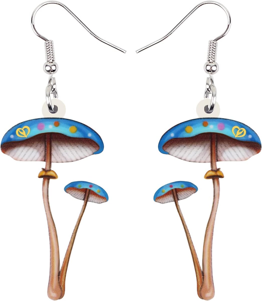 Anime Mushroom Earrings Acrylic Statement Dangle Jewelry Hypoallergenic Hook Novelty Gifts for Women Girls Charms